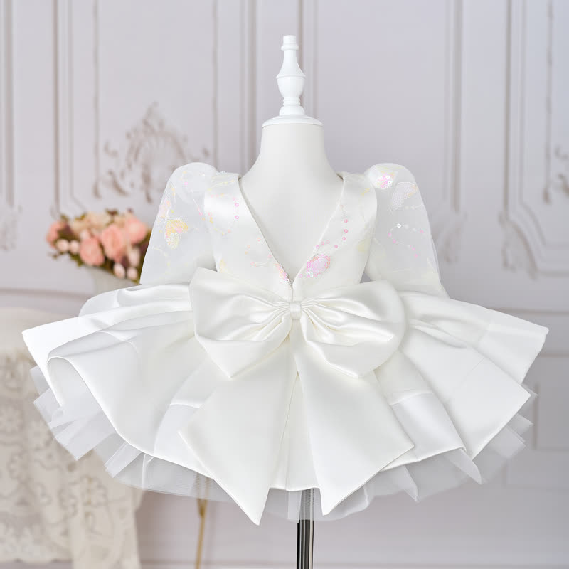 Satin Bow Long Sleeve Midi Dresses - image 2