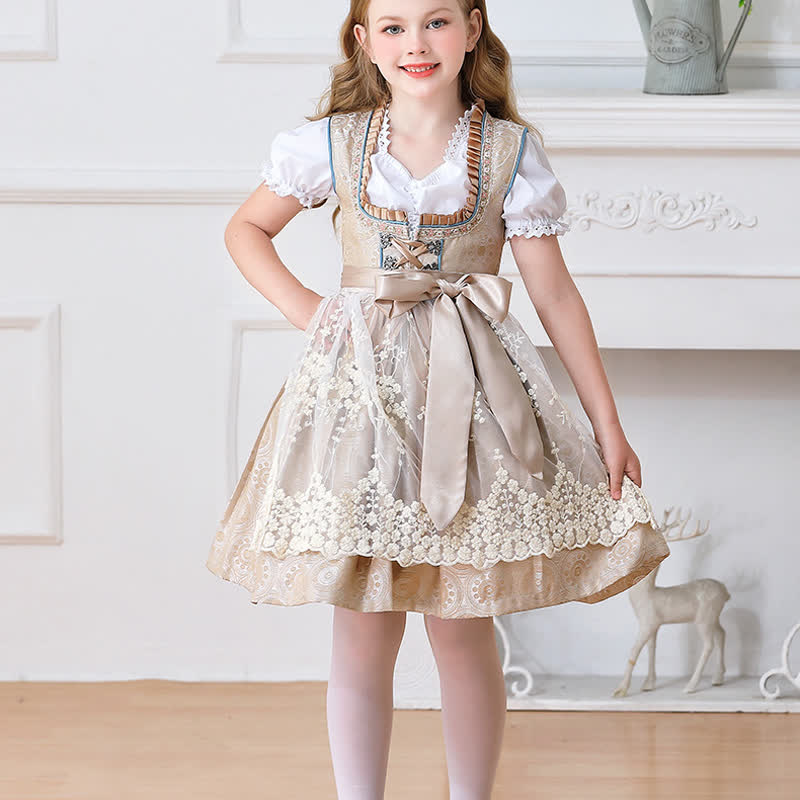 Chemical Fiber Blend Drawcord Short Sleeve Midi Top With Dress & Apron - image 7