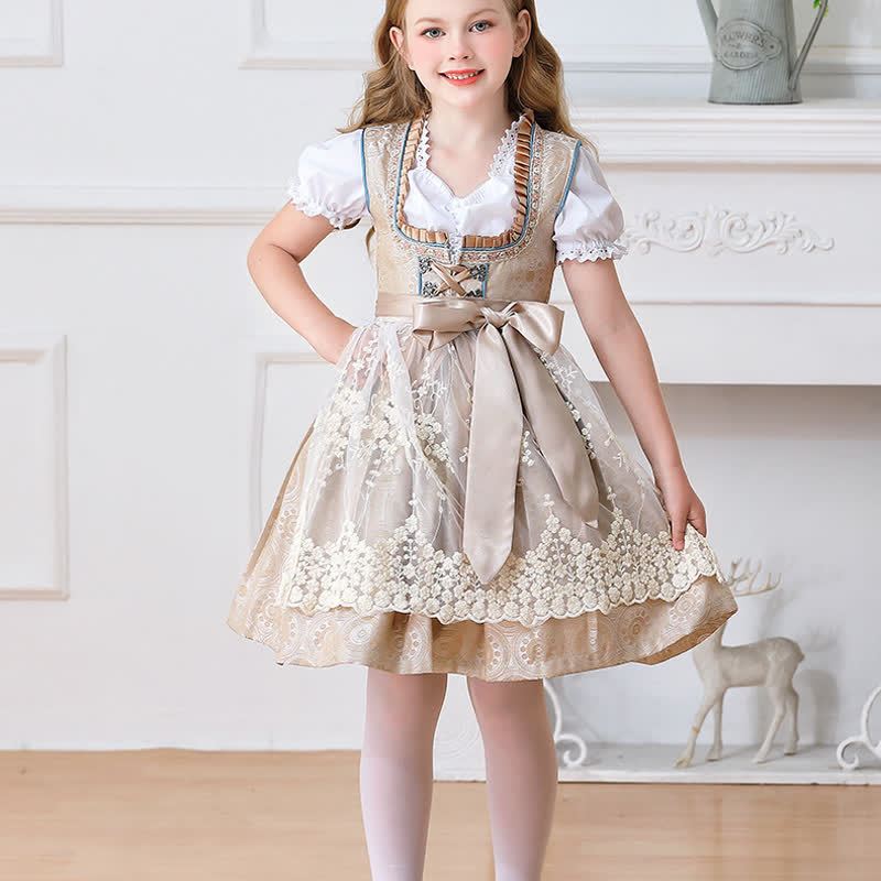 Chemical Fiber Blend Drawcord Short Sleeve Midi Top With Dress & Apron - image 7