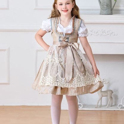 Chemical Fiber Blend Drawcord Short Sleeve Midi Top With Dress & Apron - image 7