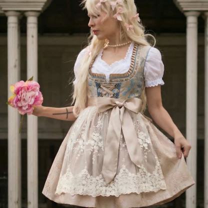 Chemical Fiber Blend Drawcord Short Sleeve Midi Top With Dress & Apron - image 14