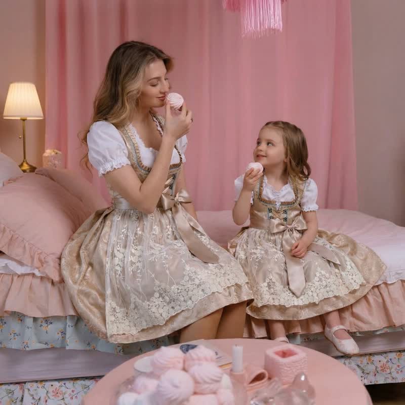 Chemical Fiber Blend Drawcord Short Sleeve Midi Top With Dress & Apron - image 13