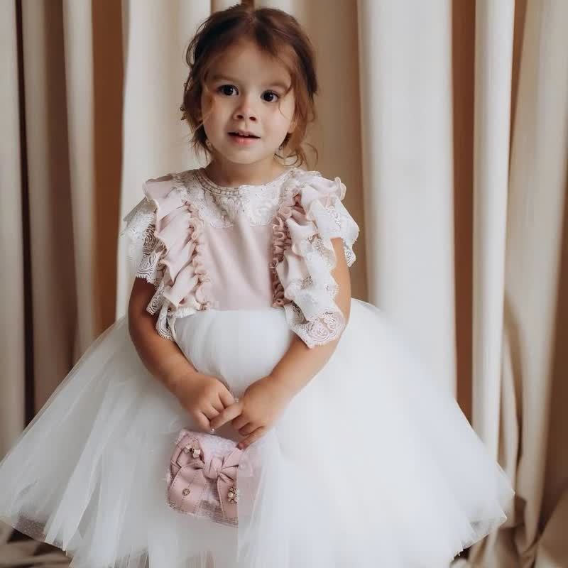 Mesh Split Joint Cap Sleeve Midi Dresses - Pink - 5Y - image 1