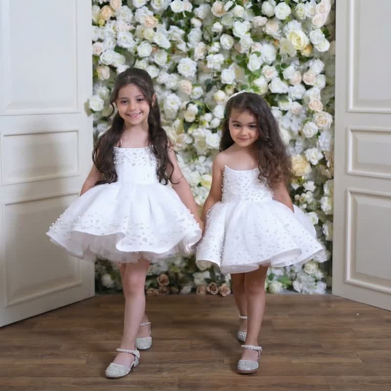 Satin Pearl Sleeveless Short Dresses - image 2