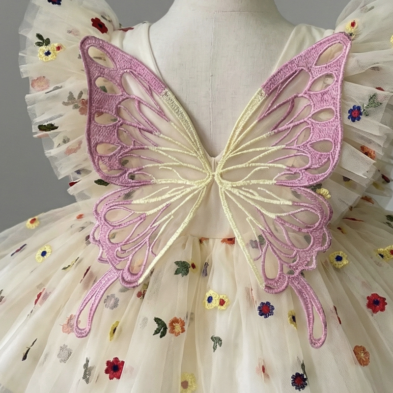 Mesh Butterfly Cap Sleeve Short Dresses - image 4