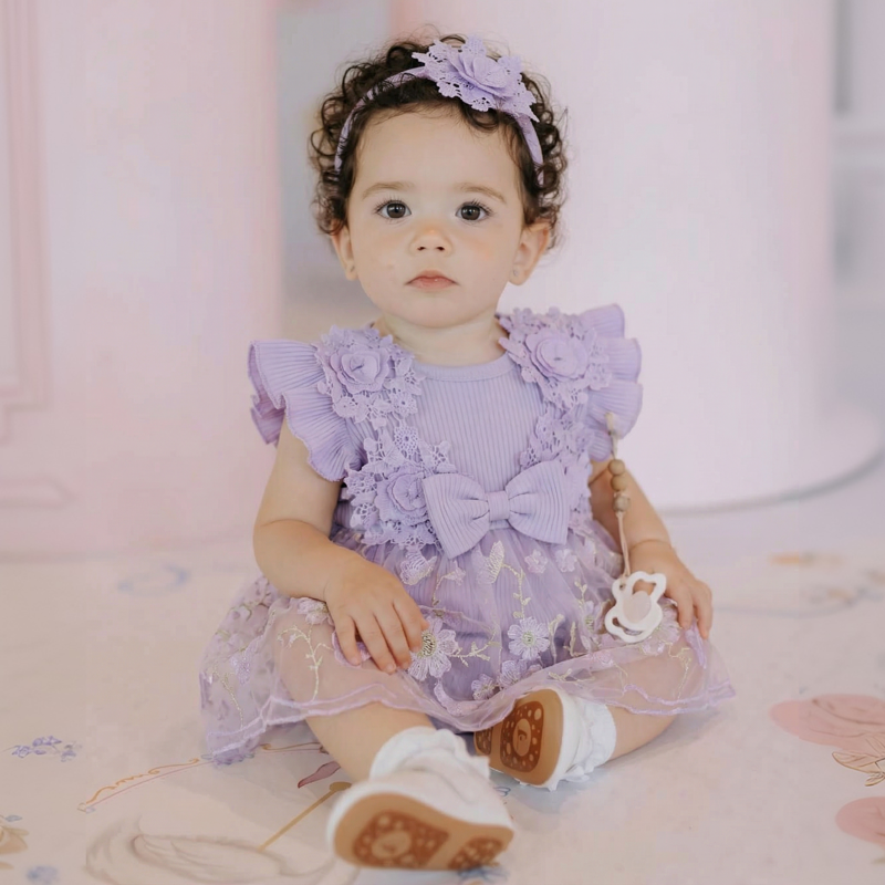 100% Cotton Split Joint Rosette Cap Sleeve Midi Bodysuit - image 2