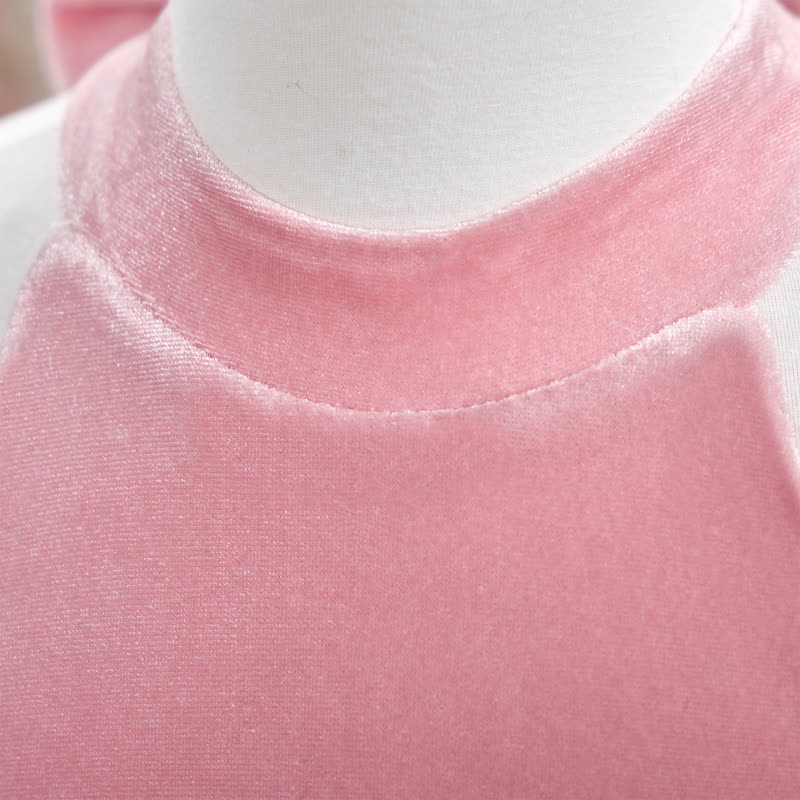 Velvet Split Joint Three Quarter Sleeve Midi Dresses Without Glove - image 7