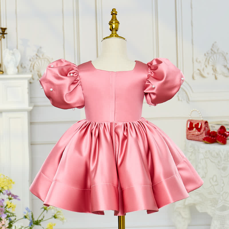 Satin Bow Short Sleeve Midi Dresses - image 3