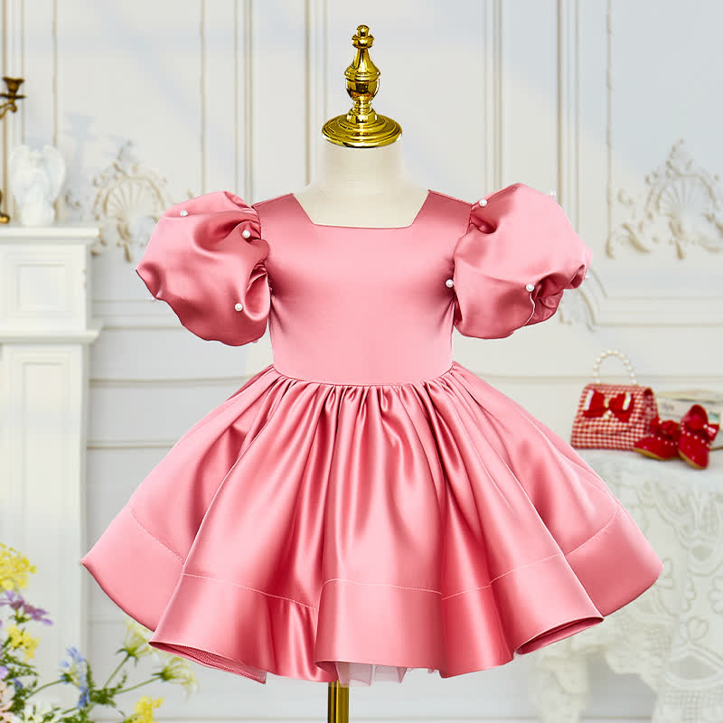 Satin Bow Short Sleeve Midi Dresses - image 2