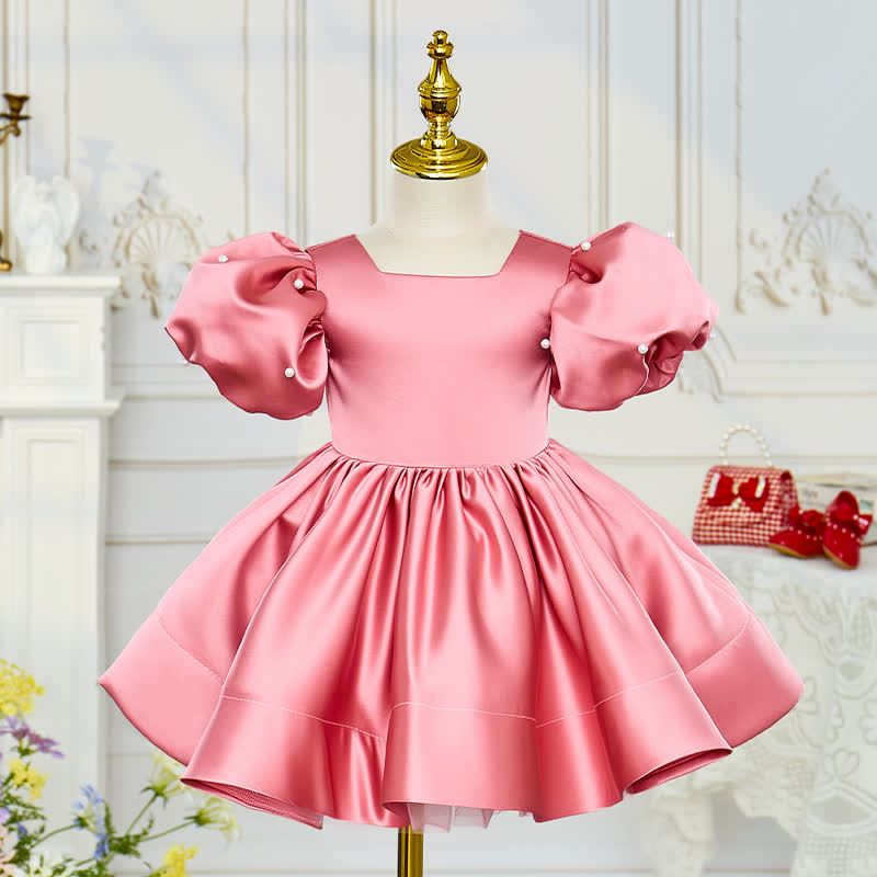 Satin Bow Short Sleeve Midi Dresses - image 2