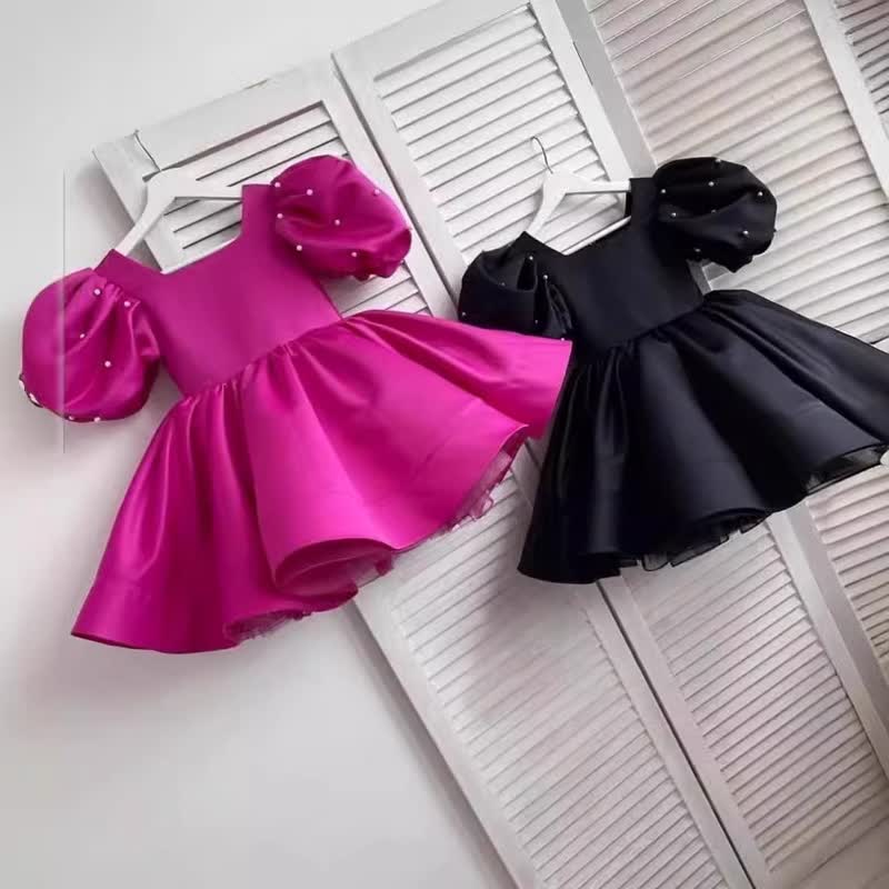 Satin Bow Short Sleeve Midi Dresses - Rose - 15-16Y - image 11