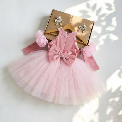 Velvet Split Joint Three Quarter Sleeve Midi Dresses Without Glove - image 2