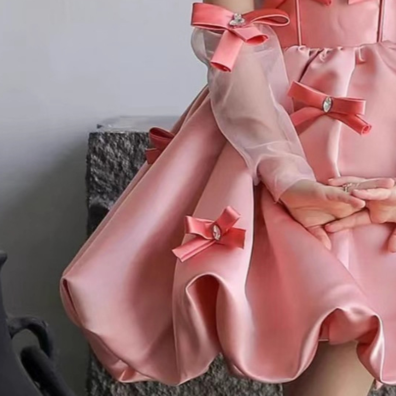 Satin Bow Sleeveless Short Dresses - image 4