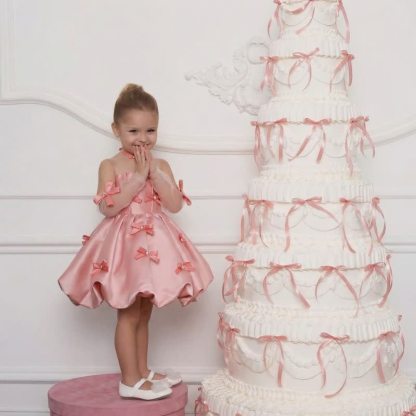 Satin Bow Sleeveless Short Dresses - image 3