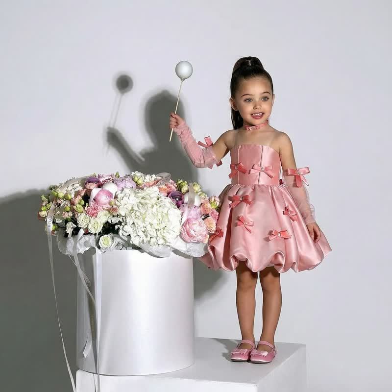 Satin Bow Sleeveless Short Dresses - image 2