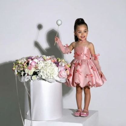 Satin Bow Sleeveless Short Dresses - image 2