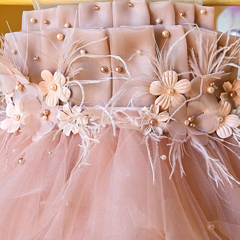 Mesh Rosette Pearl Sleeveless Short Dresses - image 5