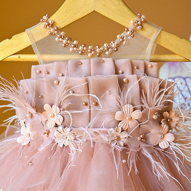 Mesh Rosette Pearl Sleeveless Short Dresses - image 4