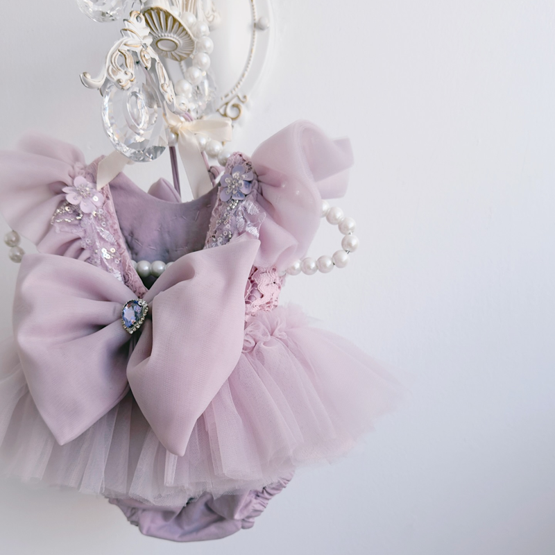 Mesh Folds Rosette Cap Sleeve Short Dresses WIth Hairband - image 7