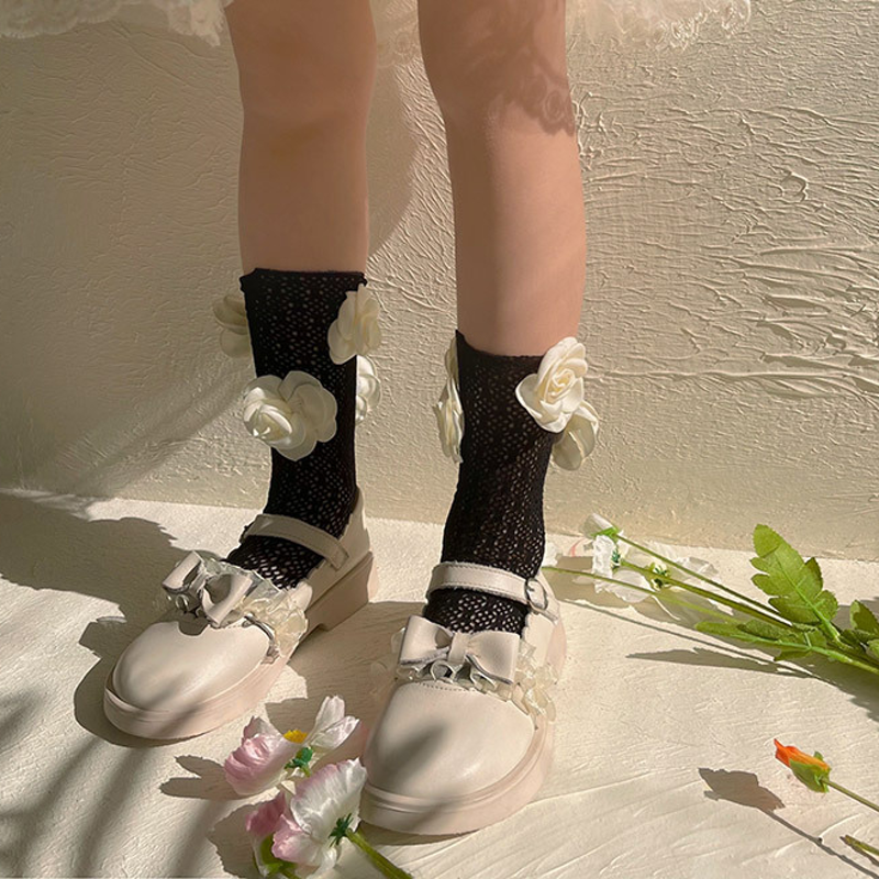 Flora Rosette Socks - Black - 1-13Y - image 7