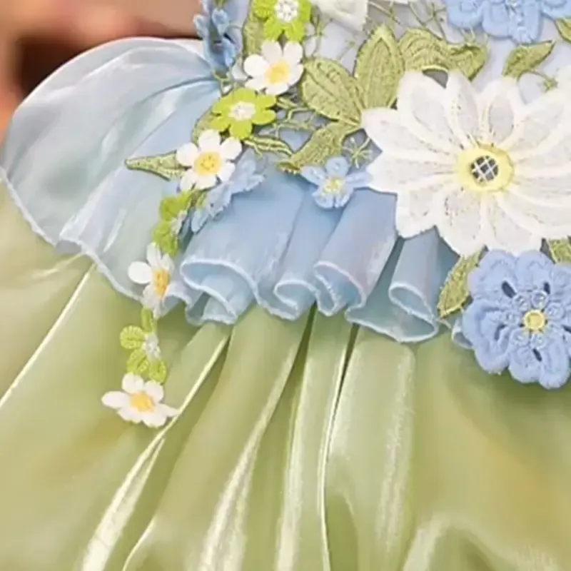 Chemical Fiber Blend Bow Rosette Sleeveless Short Dresses - image 4