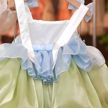 Chemical Fiber Blend Bow Rosette Sleeveless Short Dresses - image 5