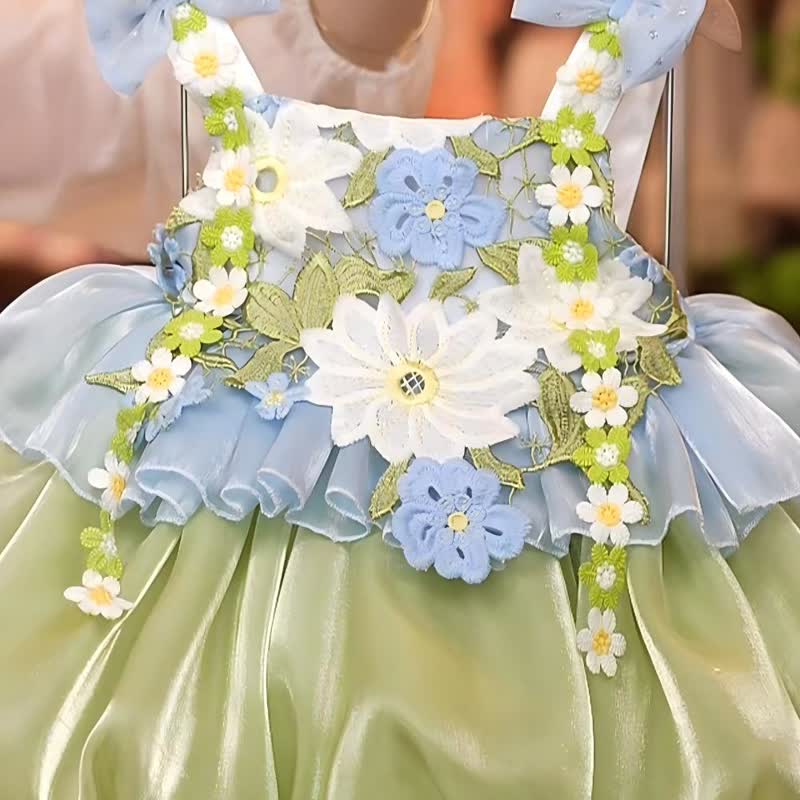 Chemical Fiber Blend Bow Rosette Sleeveless Short Dresses - image 3