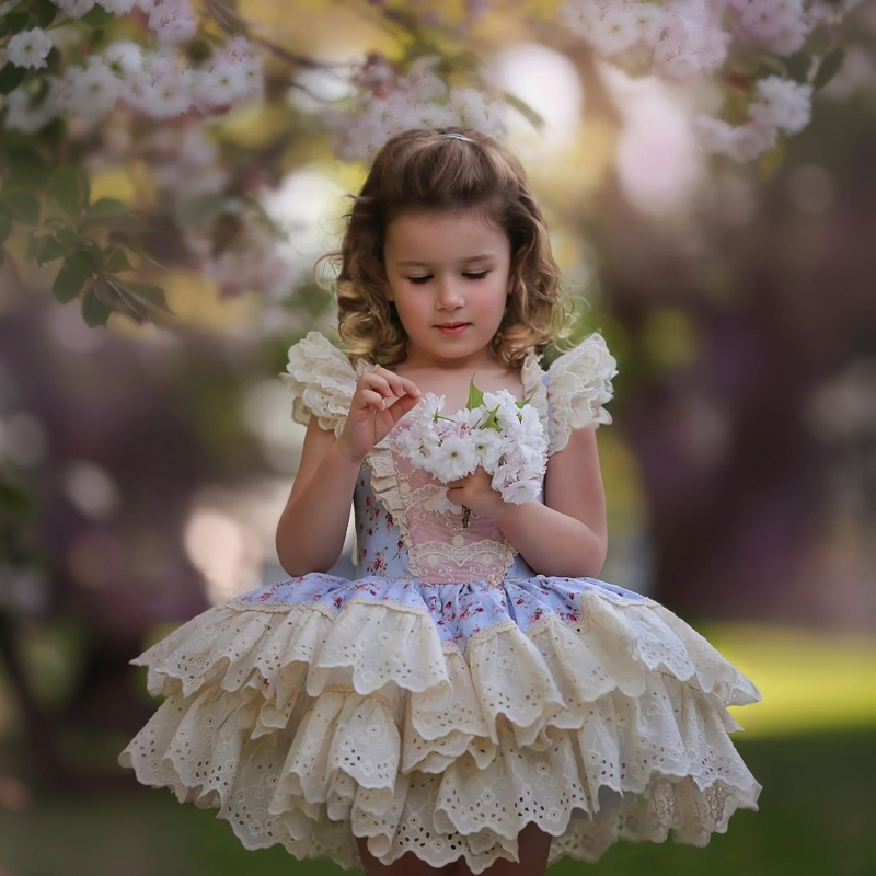 100% Cotton Stitching Lace Cap Sleeve Short Dresses - image 2