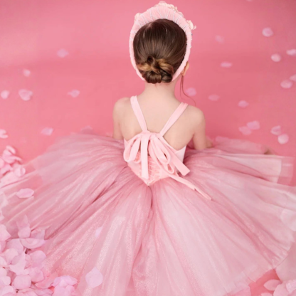 Mesh Split Joint Sleeveless Midi Dresses - Pink - 5Y - image 1