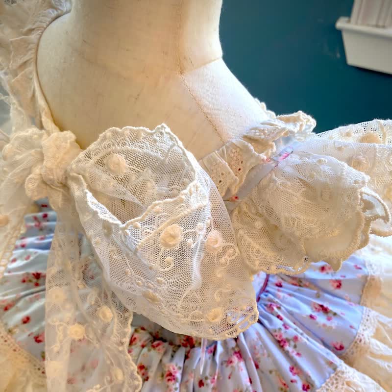 100% Cotton Stitching Lace Cap Sleeve Short Dresses - image 8