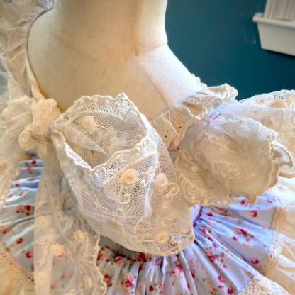 100% Cotton Stitching Lace Cap Sleeve Short Dresses - image 8