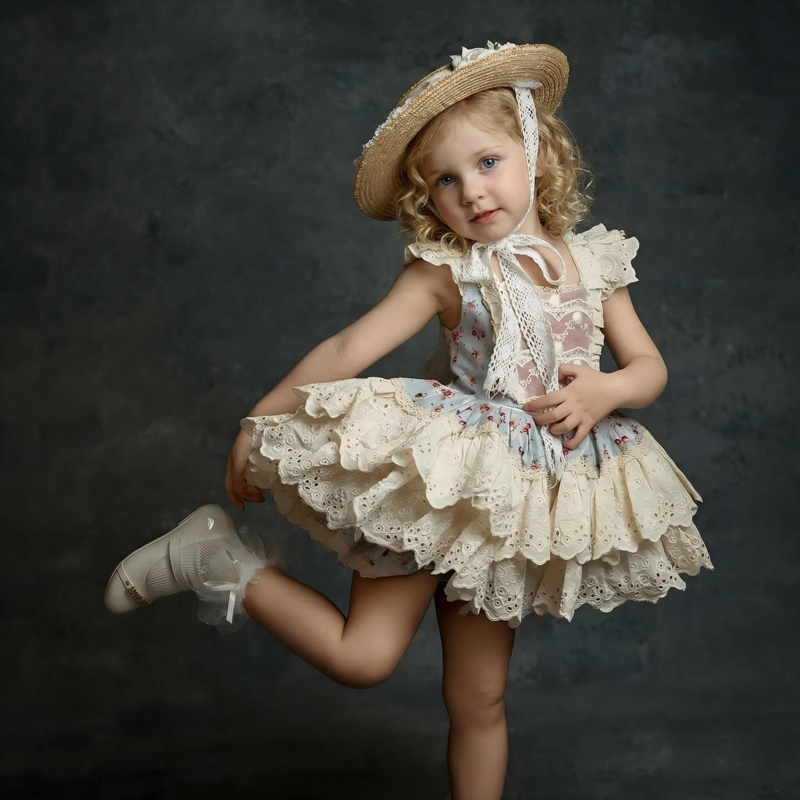 100% Cotton Stitching Lace Cap Sleeve Short Dresses - image 6