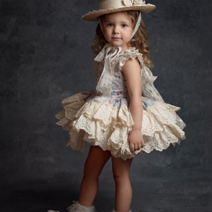 100% Cotton Stitching Lace Cap Sleeve Short Dresses - image 5