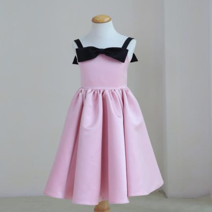 Satin & Mesh Bow Sleeveless Midi Dresses - image 5