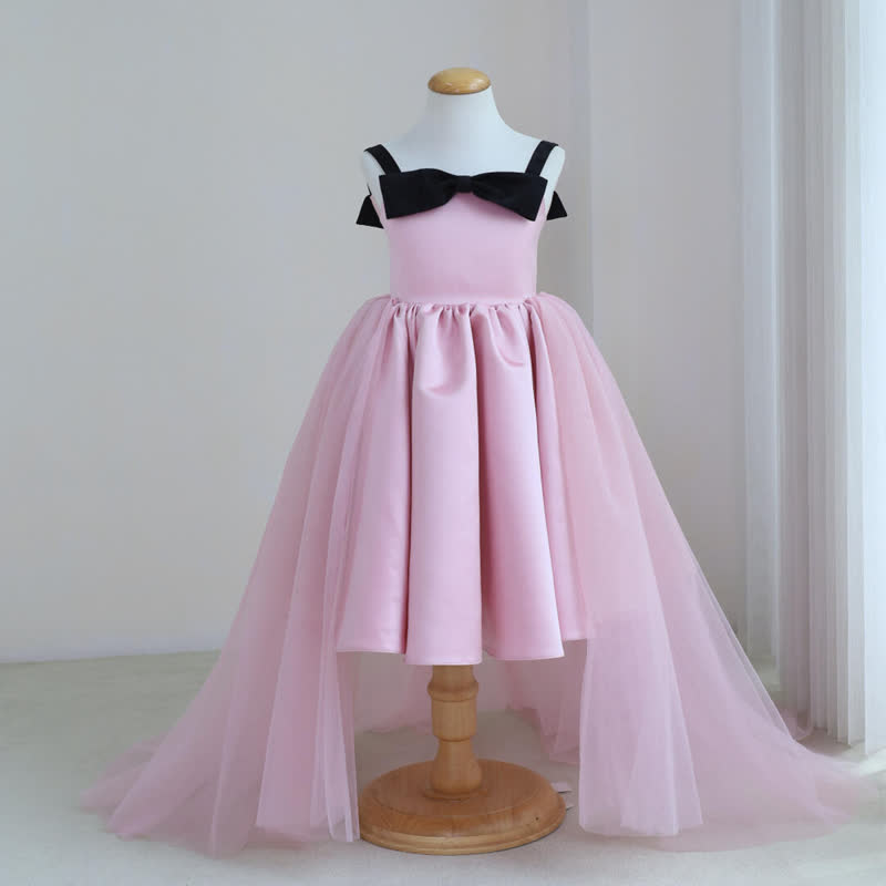 Satin & Mesh Bow Sleeveless Midi Dresses - image 2