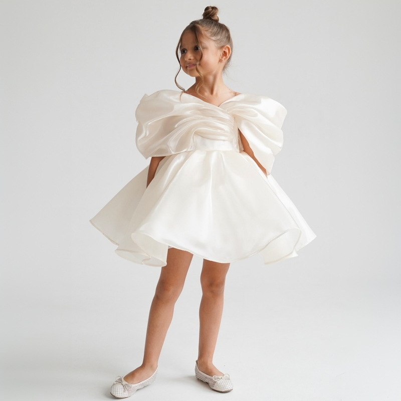 Organza Gathered Sleeveless Short Dresses - image 2