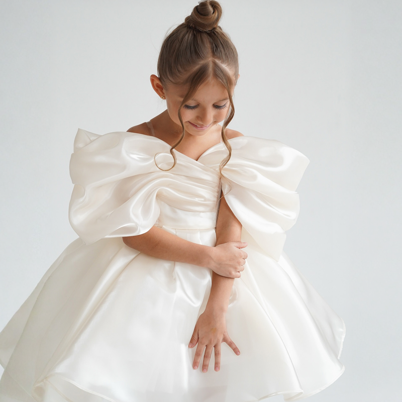 Organza Gathered Sleeveless Short Dresses - Beige - 15-16Y - image 1