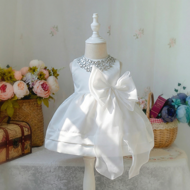 Organza Rhinestone Sleeveless Short Dresses - Beige - 18-30M - image 1