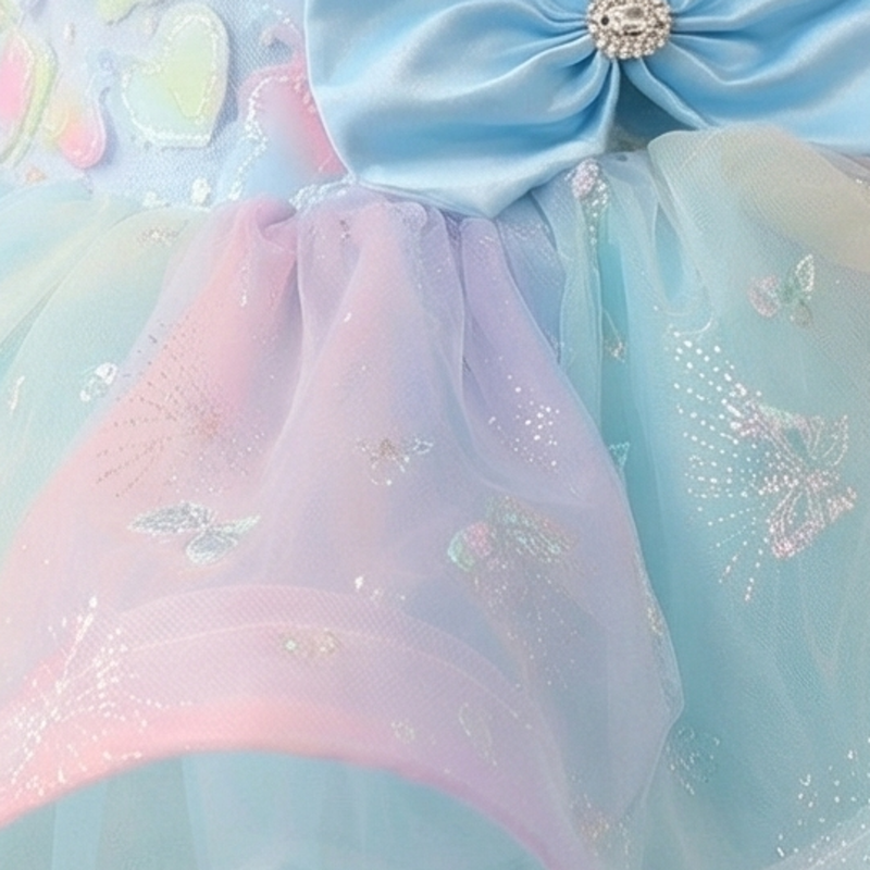 Mesh Embroidery Short Sleeve Short Dresses - image 5