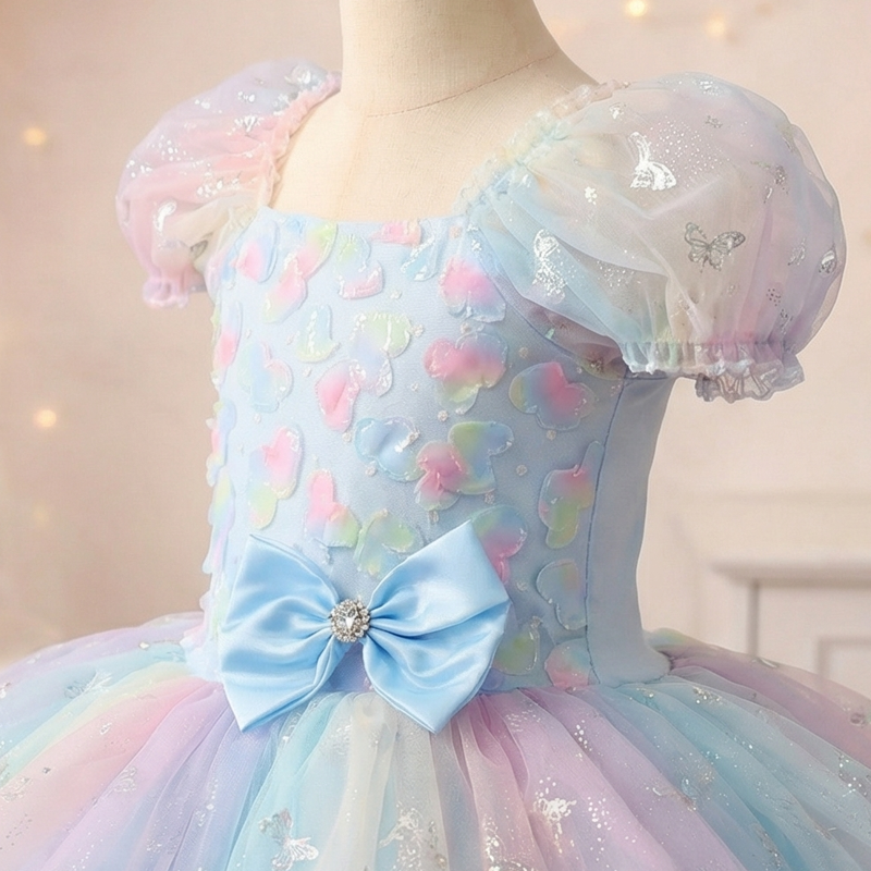 Mesh Embroidery Short Sleeve Short Dresses - image 4