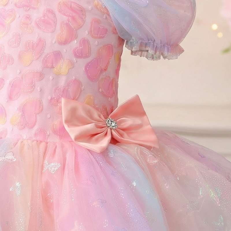 Mesh Embroidery Short Sleeve Short Dresses - image 2