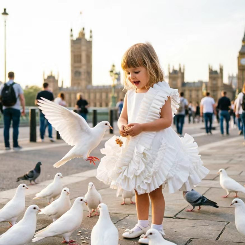 SCUBA KNIT Folds Sleeveless Short Dresses - White - 11-12Y - image 1