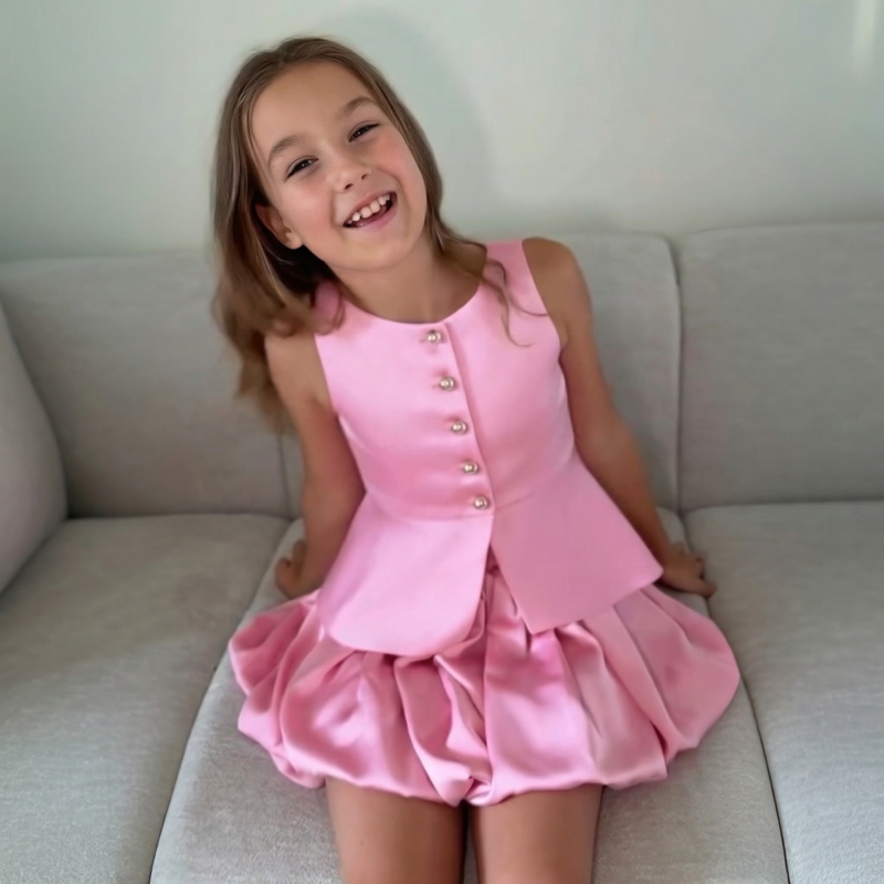 Satin Button Sleeveless Short Two-piece Set - image 5