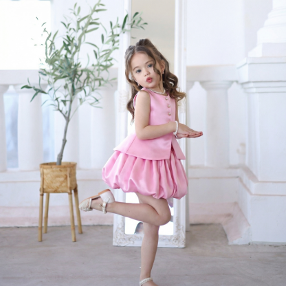 Satin Button Sleeveless Short Two-piece Set - image 3