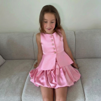 Satin Button Sleeveless Short Two-piece Set - image 6