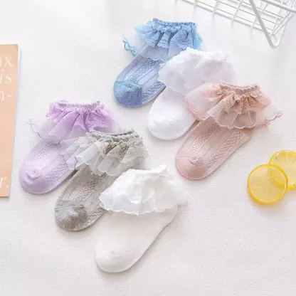 Solid Stitching Lace Socks - image 2