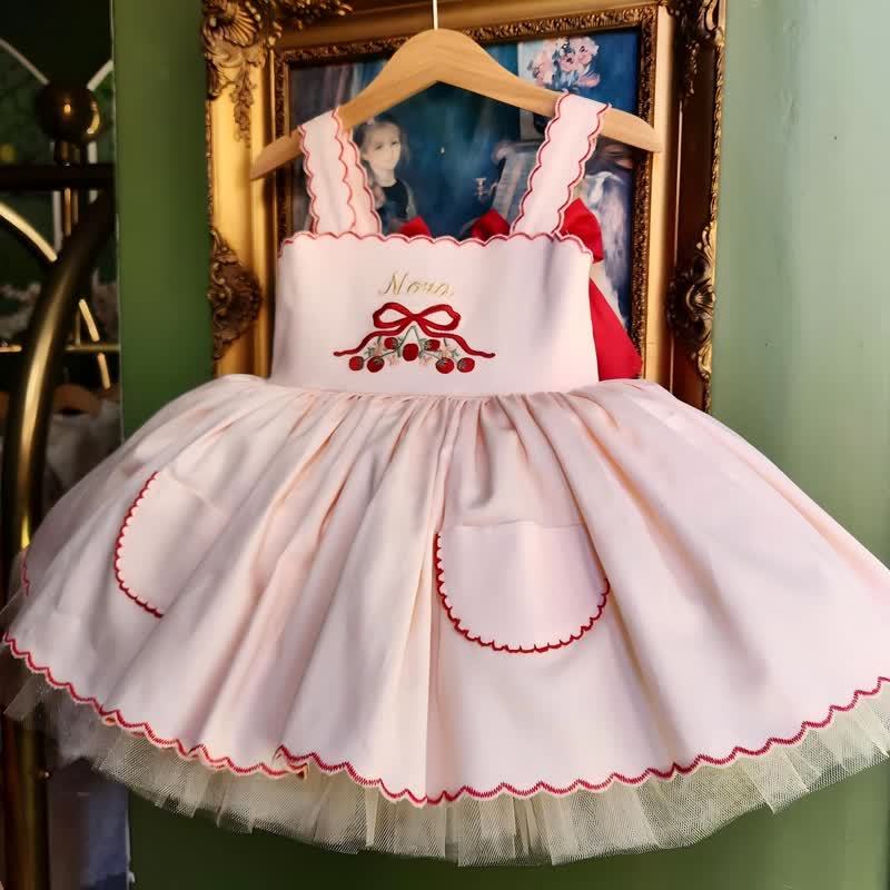 100%Cotton Panel Sleeveless Short Dresses - Pink - 5Y - image 1