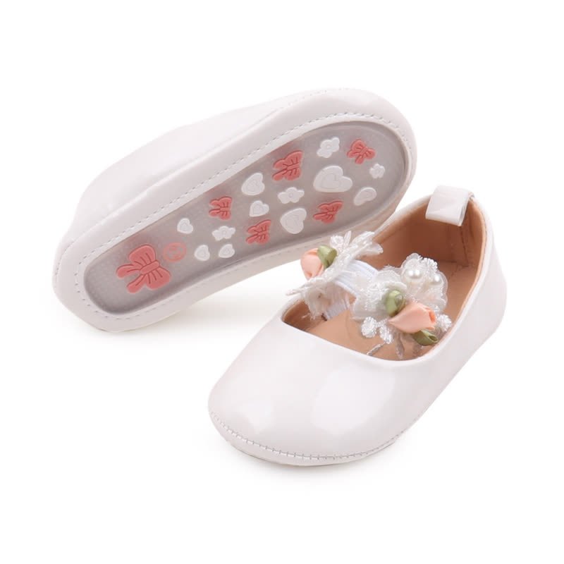 Solid Rosette Round Toe Mary Janes - White - 13cm - image 8