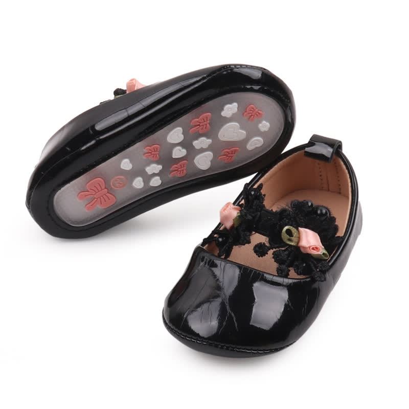 Solid Rosette Round Toe Mary Janes - Black - 13cm - image 14