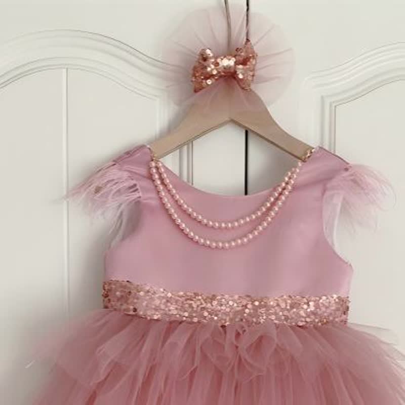 Mesh & Satin Sequins Pearl Sleeveless Midi Dresses - image 4